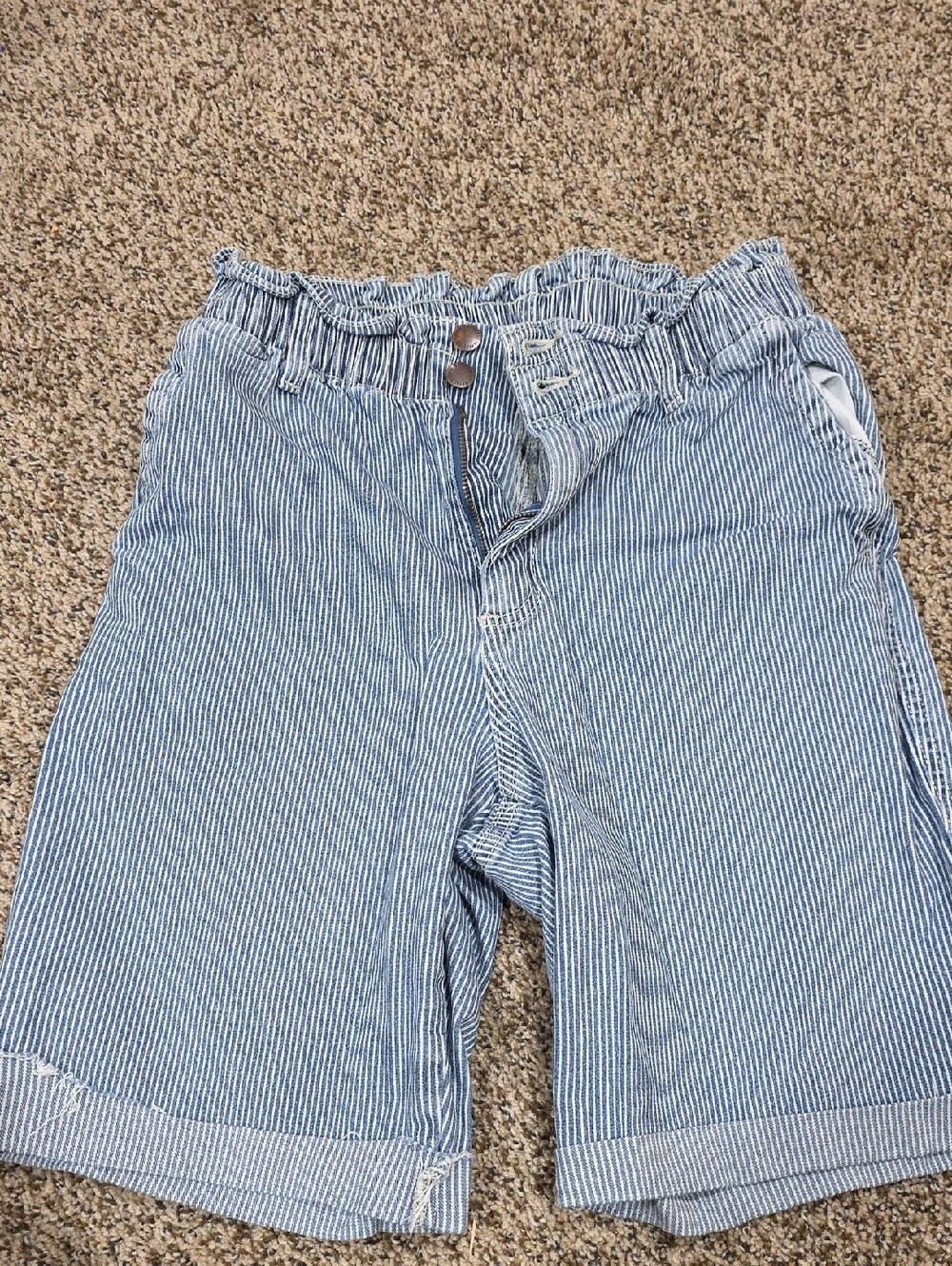 Universal Thread Blue and White Pinstripe Paperbag Waist Bermuda Shorts